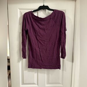 J Crew Women's Painter’s Tee (Long Sleeve Boatneck Top) in Plum